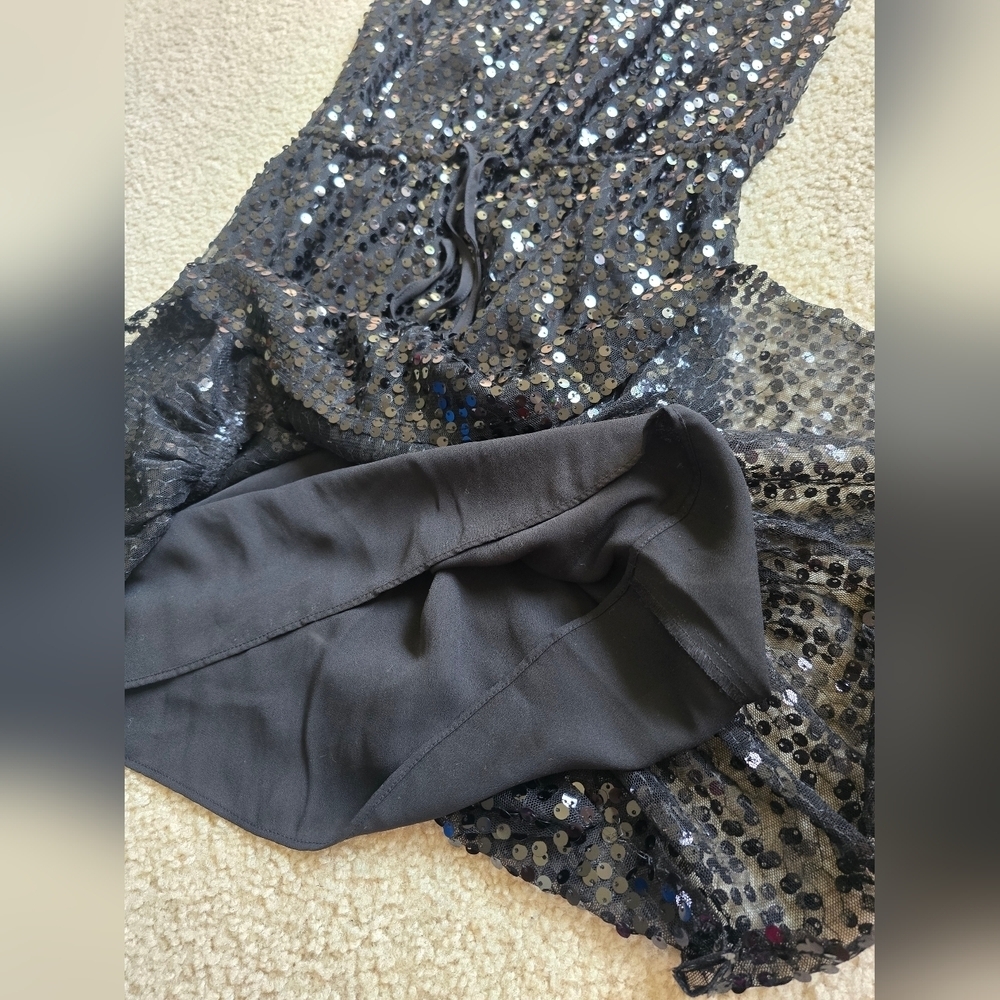 Rebecca Minkoff Black Sequin Embellished Mini Lined Dress - Size XS - Picture 9 of 15